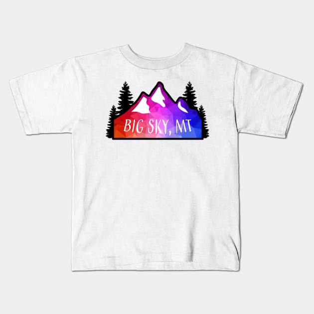 Geometric Colorful Mountain Big Sky, Montana Kids T-Shirt by KlehmInTime